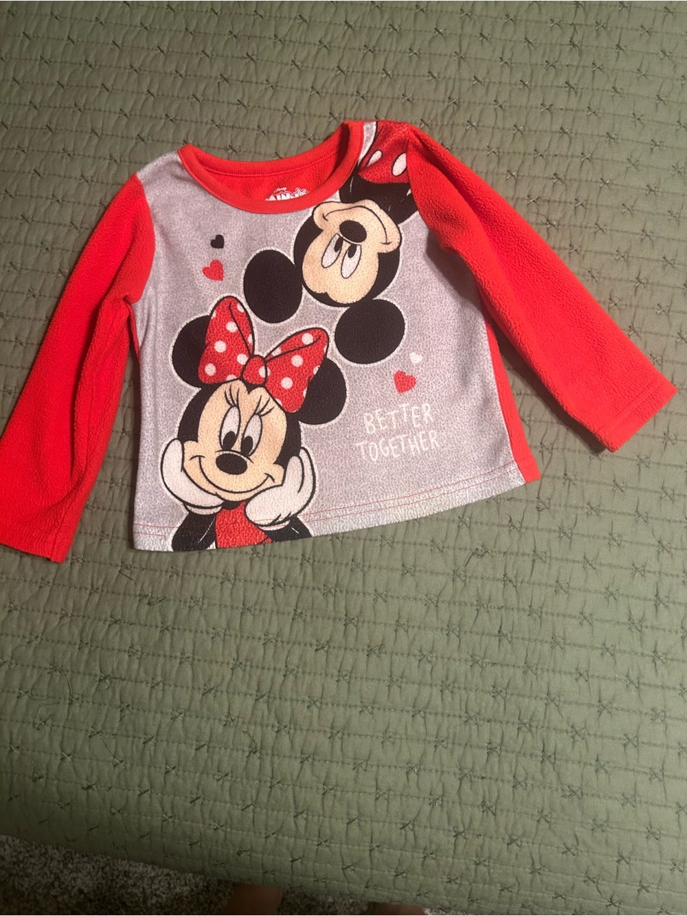 Disney Red & Gray Minnie Mouse Long Sleeve Tee
